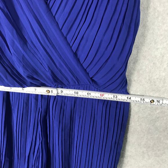 Beyond Words Romper Womens Medium Blue Pleated Flowy Belt Summer Vacation Resort - Picture 9 of 15